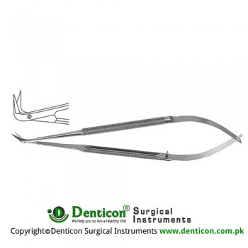 Micro Vascular Scissors Round Handle - Extra Delicate Blades - Angled 90° Stainless Steel, 16.5 cm - 6 1/2"